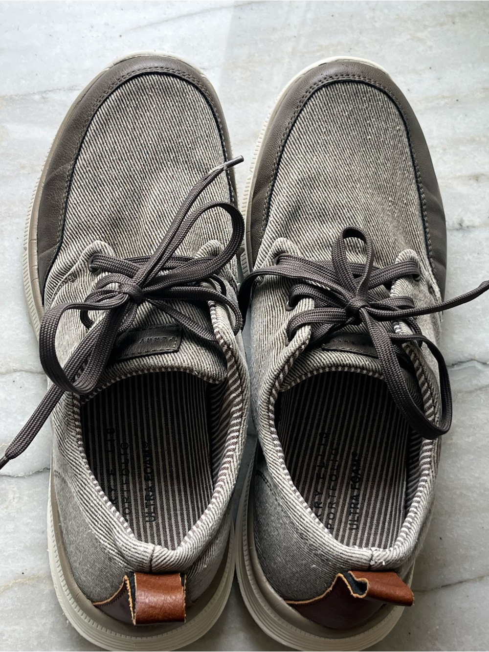 PERRY ELLIS PORTFOLIO CASUAL SNEAKER SHOE OLIVE GRAY STRIPE Mens SZ 11